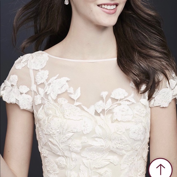 New w/tags Melissa Sweet embroidered illusion cap sleep wedding dress. Size 8 - Picture 3 of 4